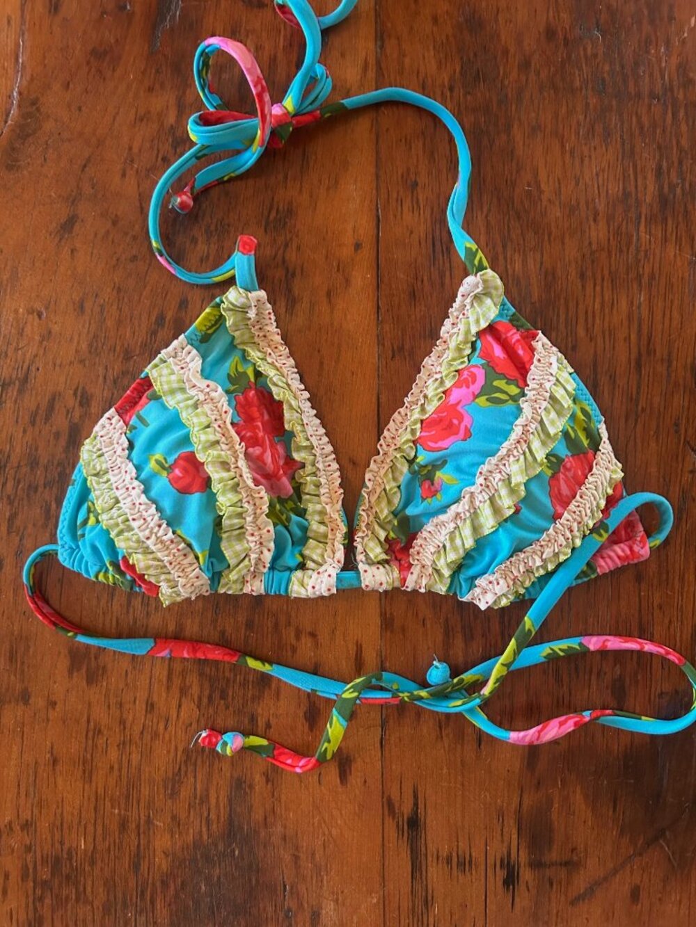 Vintage Betsey Johnson Red Roses floral Print Bikini Set - Picture 2 of 7